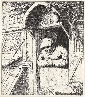 ADRIAEN VAN OSTADE A Peasant Leaning on his Doorway.